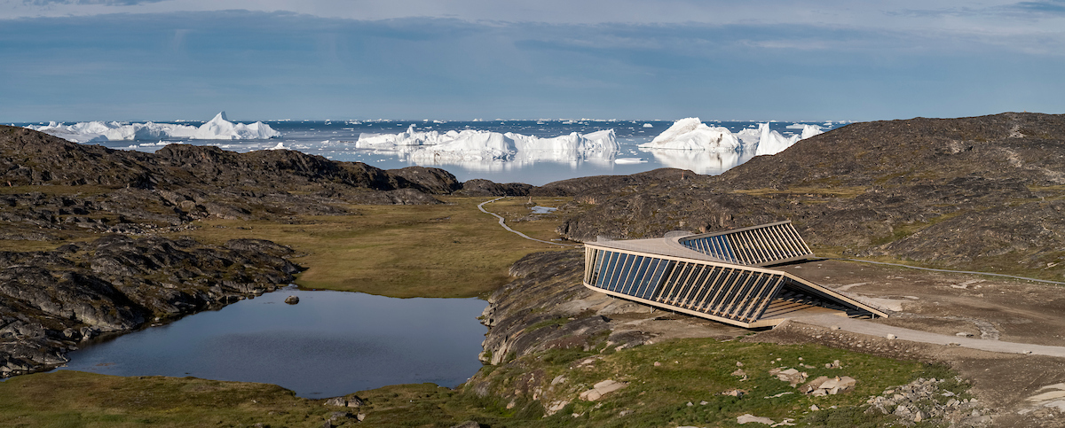 Icefjord Centre & The Icebergs In The Back. Photo Adam Mork Real Dania