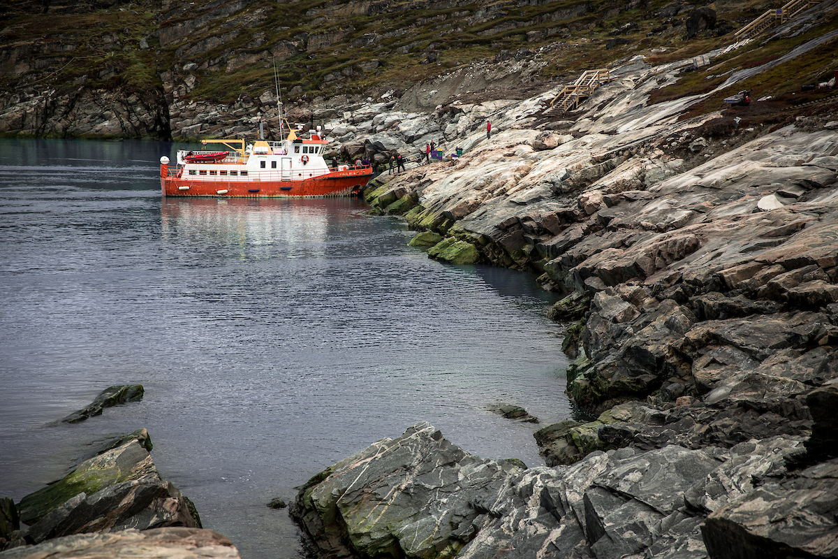 A Passenger Boat At The Eqi Glacier Lodge Landing In Greenland