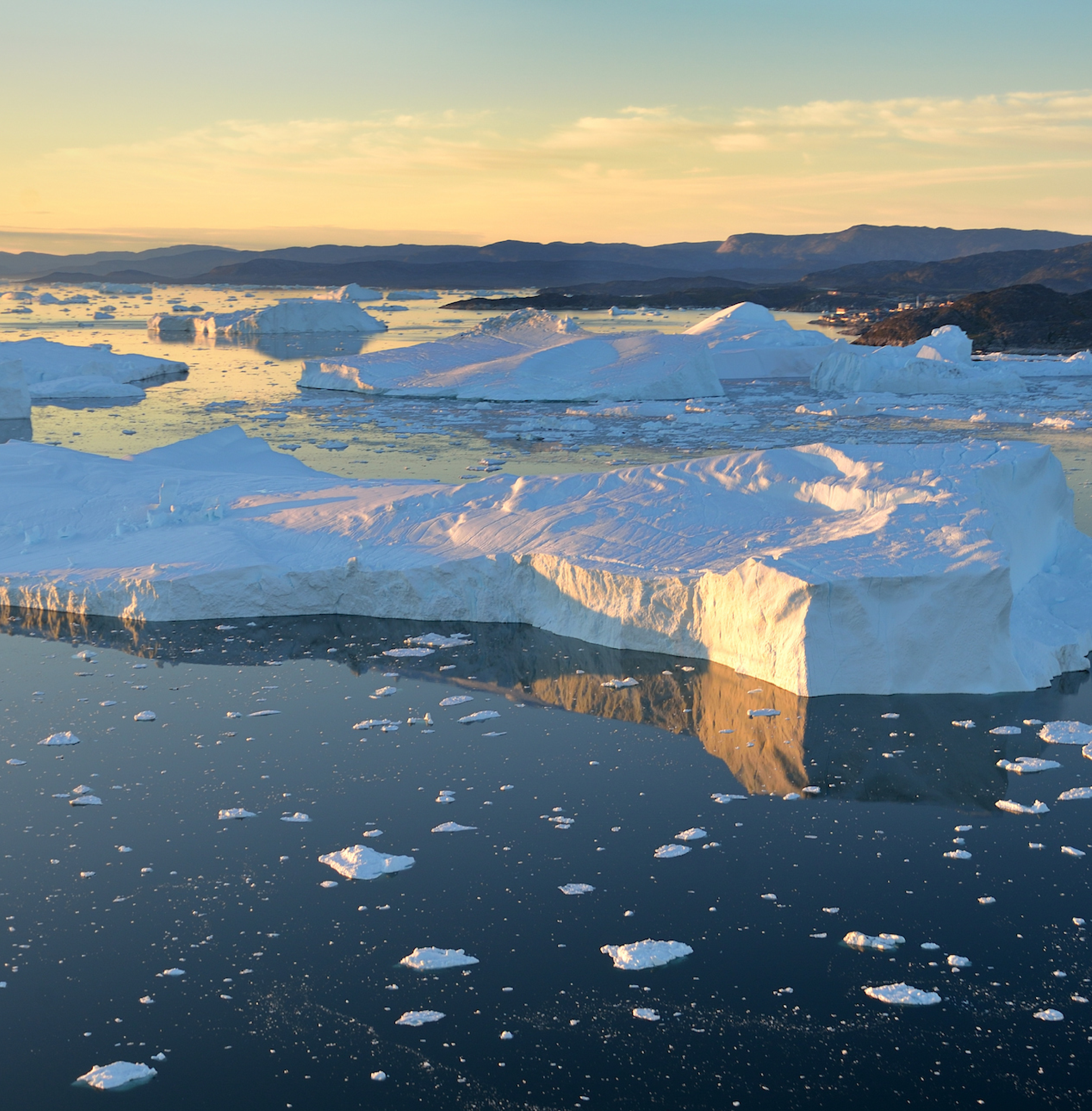 Ilulissat Icefjord And Boat Aerial. Photo Rino Rasmussen , Visit Greenland NHM