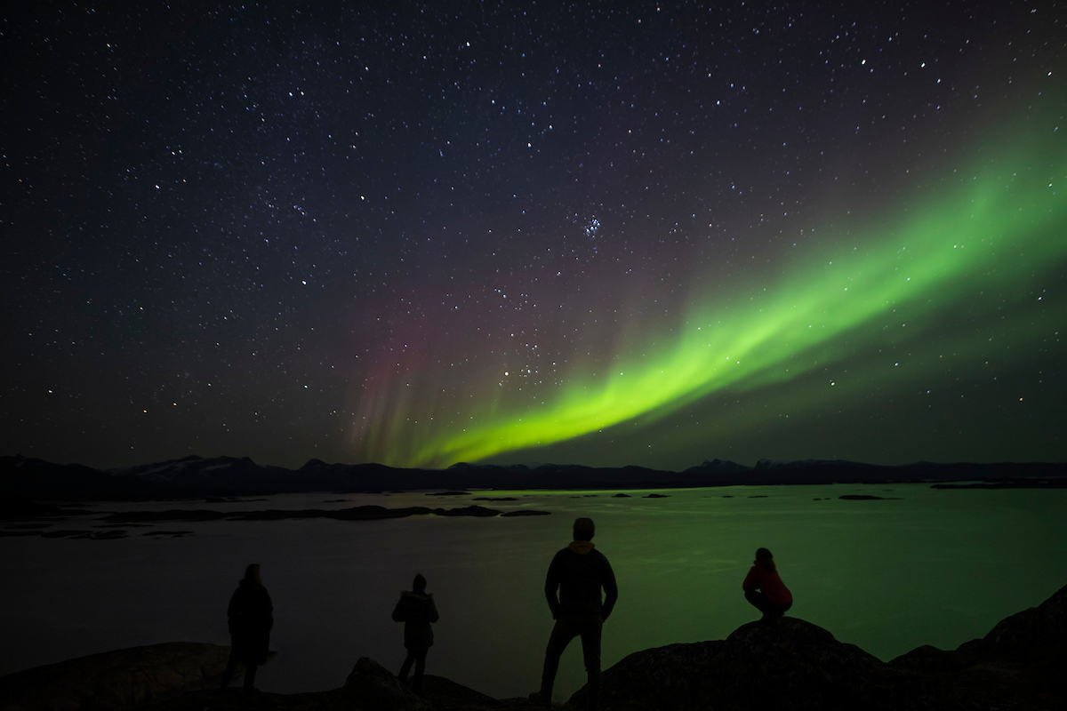 The Four Enjoying The Nightsky From The Top Of The Thoughsand Stairs. Photo By Aningaaq Rosing Carlsen