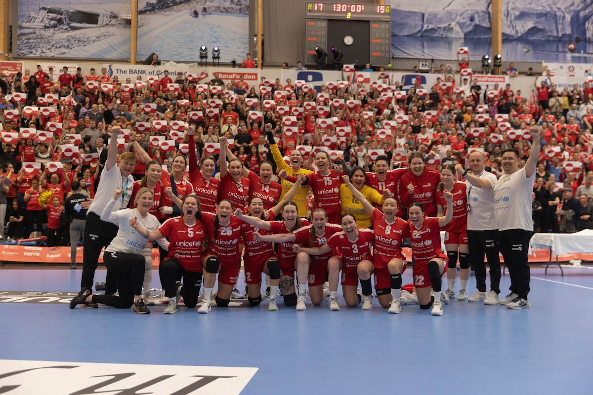 Landsholdet efter de har kvalificeret sig til VM i håndbold 2023. Foto: Lars Kleemann Andersen